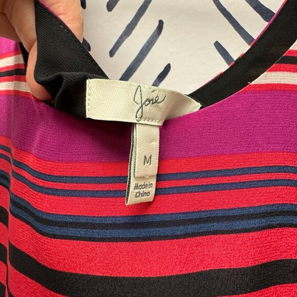 Joie Loose Striped Silk Sleeveless Dress - M - Picture 2 of 3